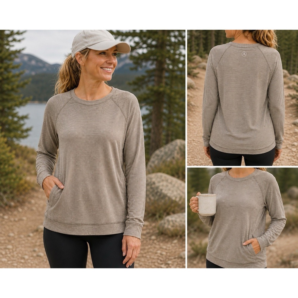 Avalanche Outdoor Supply Women's Large Taupe Long Sleeve Performance Top Pocket